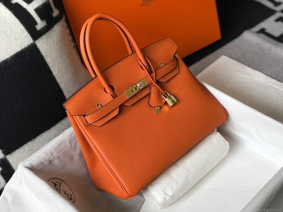 Hermes Birkin Designer Tote Bag Togo Leather 28342 Orange
