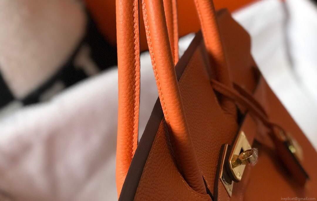 Hermes Birkin Designer Tote Bag Togo Leather 28342 Orange