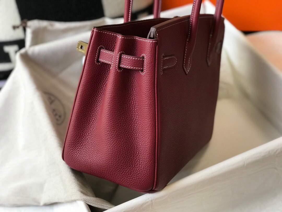 Hermes Birkin Designer Tote Bag Togo Leather 28343 Wine Red