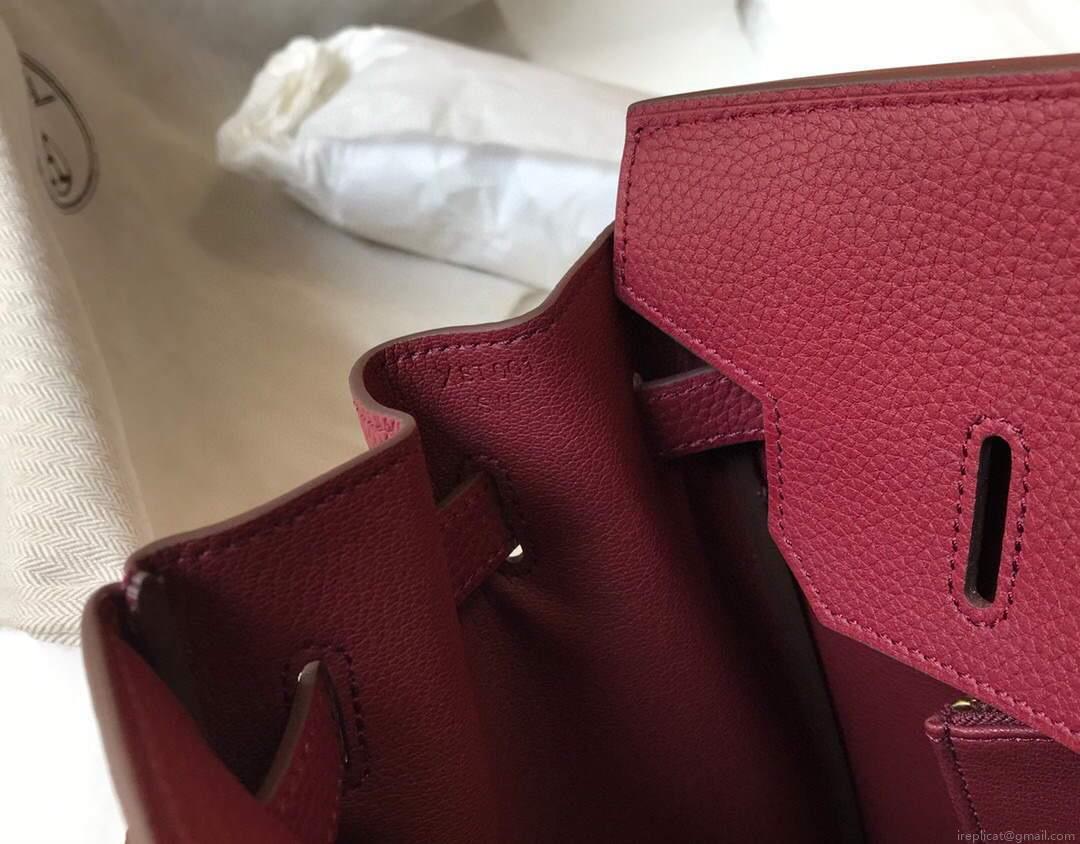 Hermes Birkin Designer Tote Bag Togo Leather 28343 Wine Red