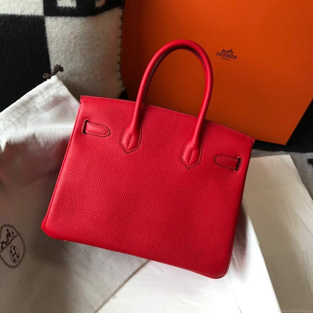 Hermes Birkin Designer Tote Bag Togo Leather 28344 Red