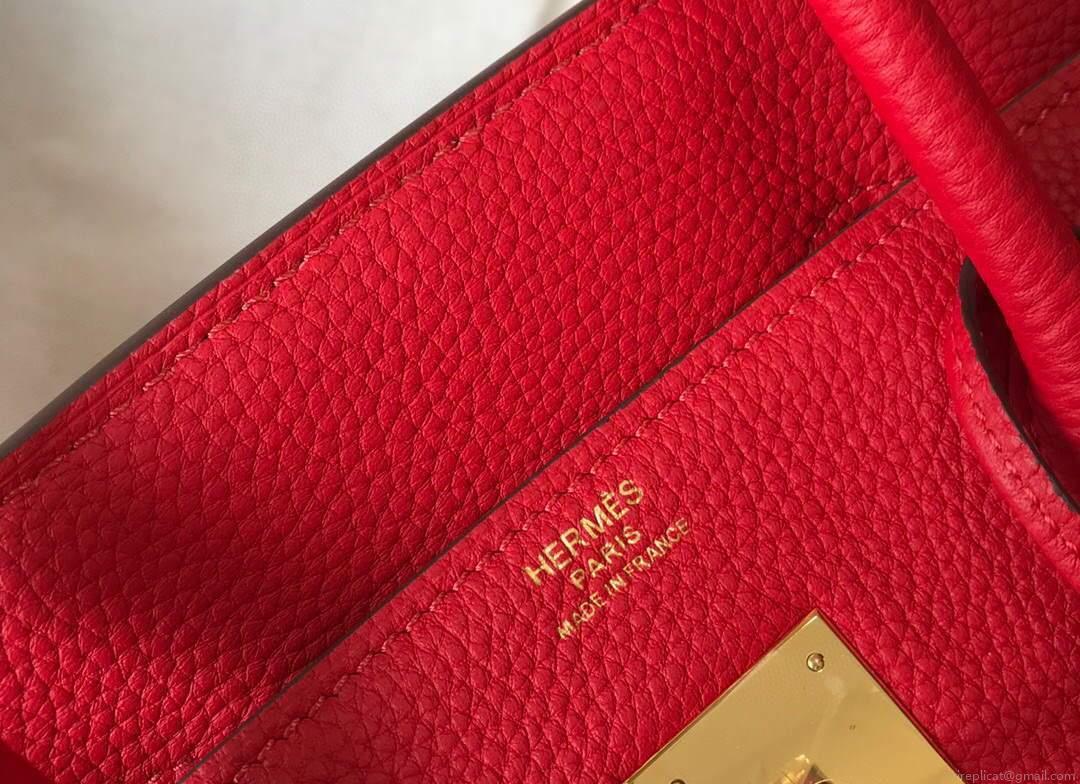Hermes Birkin Designer Tote Bag Togo Leather 28344 Red