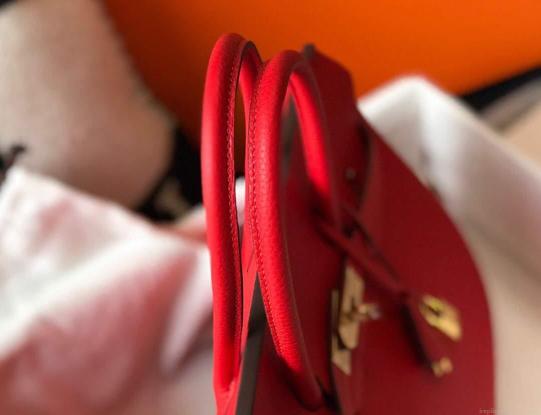 Hermes Birkin Designer Tote Bag Togo Leather 28344 Red