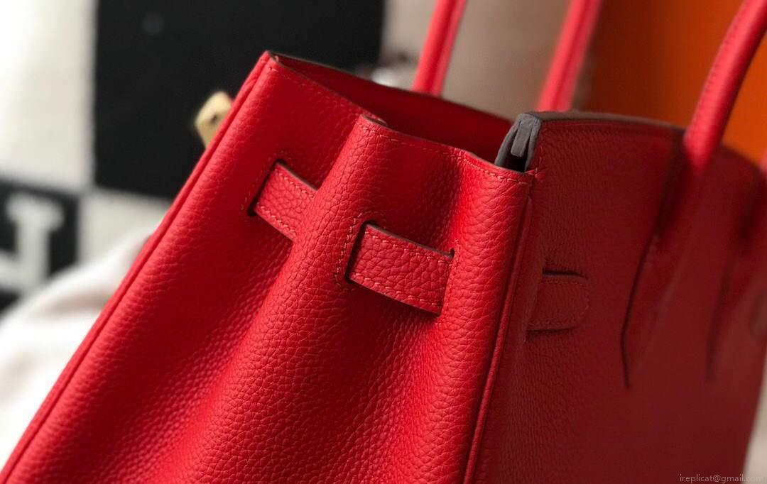 Hermes Birkin Designer Tote Bag Togo Leather 28344 Red