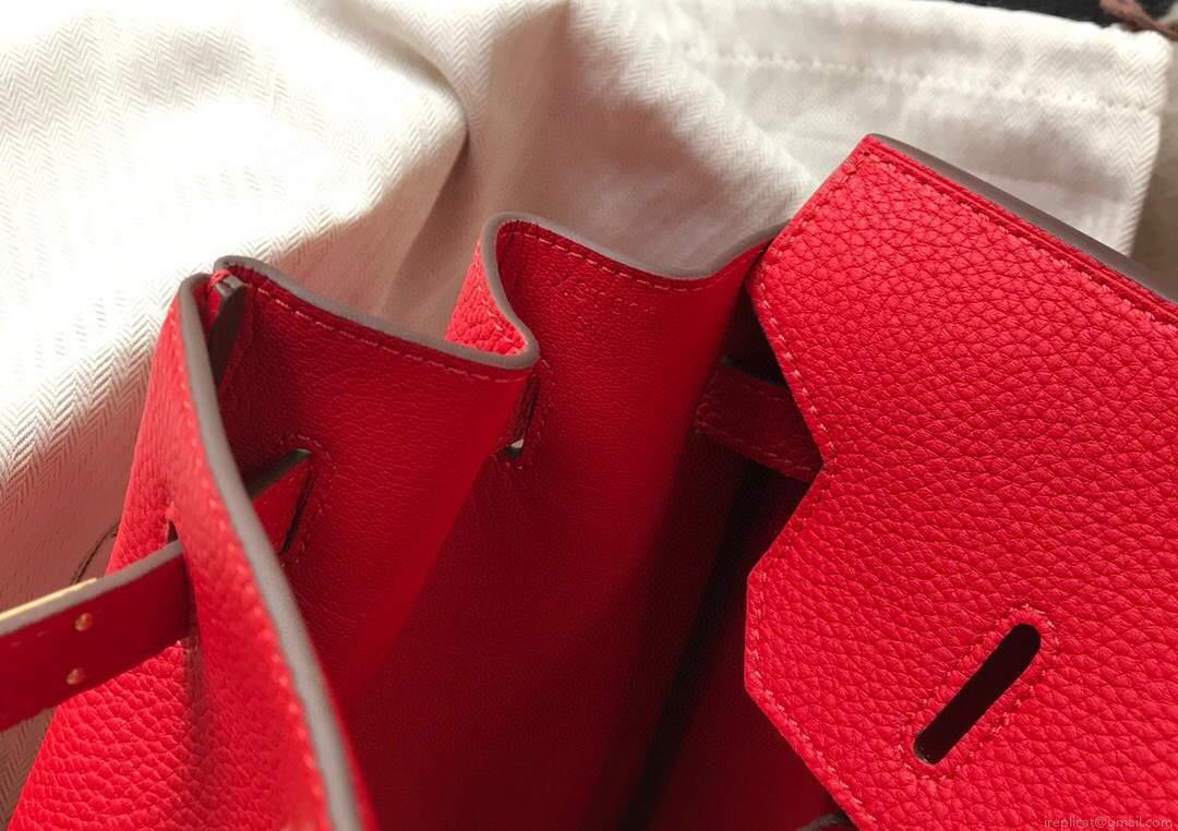 Hermes Birkin Designer Tote Bag Togo Leather 28344 Red