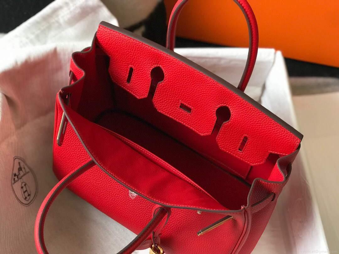 Hermes Birkin Designer Tote Bag Togo Leather 28344 Red