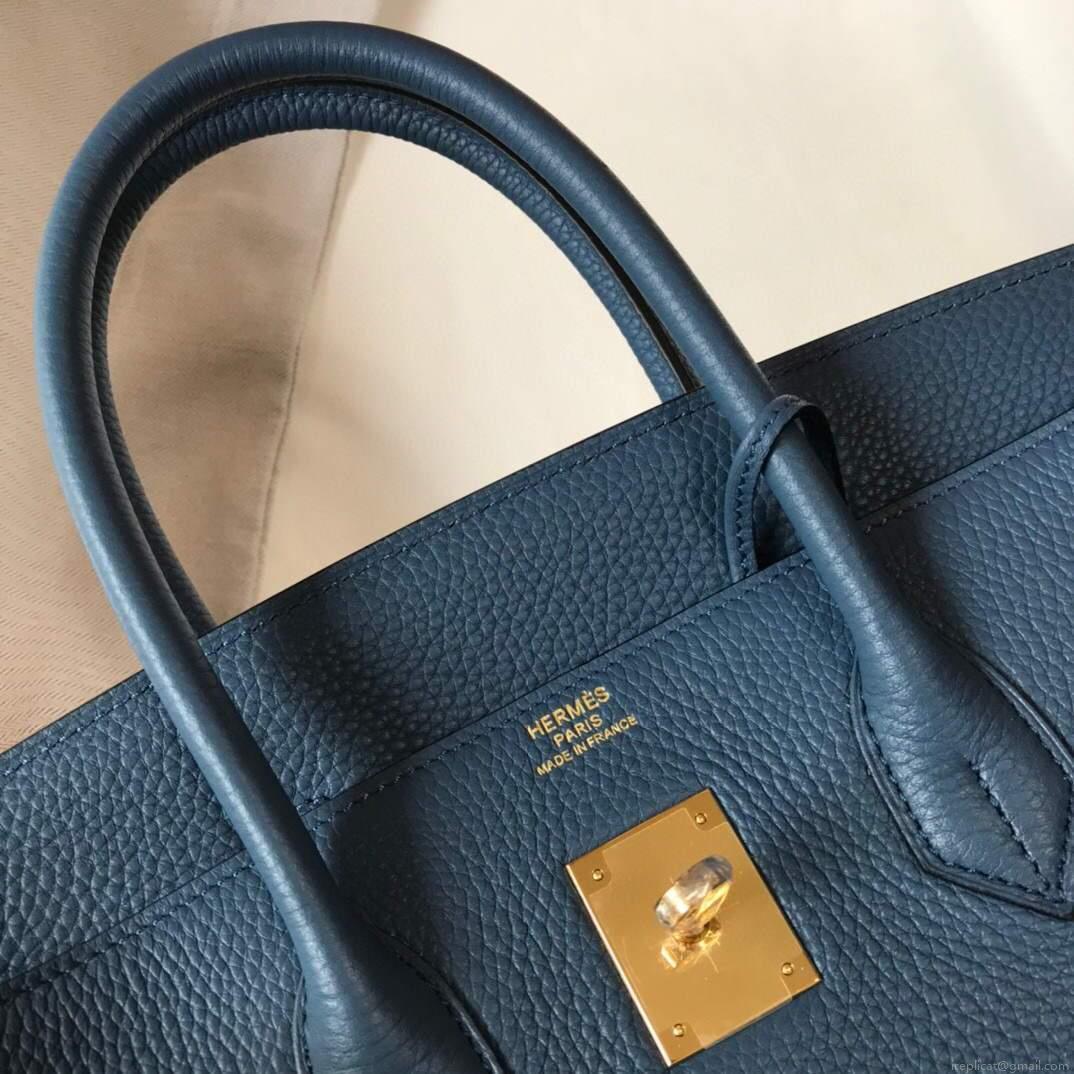 Hermes Birkin Designer Tote Bag Togo Leather 28345 Navy Blue