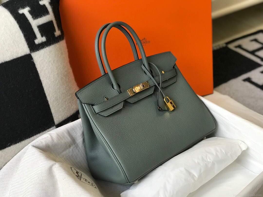 Hermes Birkin Designer Tote Bag Togo Leather 28346 Almond Green