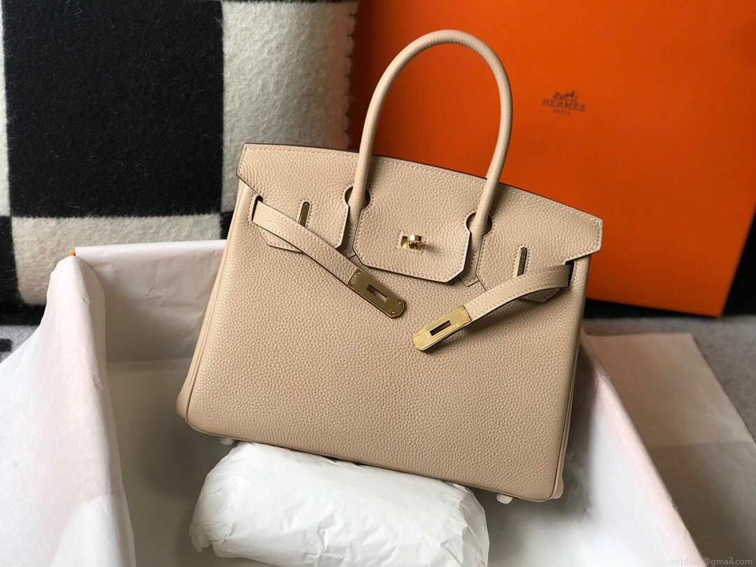 Hermes Birkin Designer Tote Bag Togo Leather 28347 Apricot