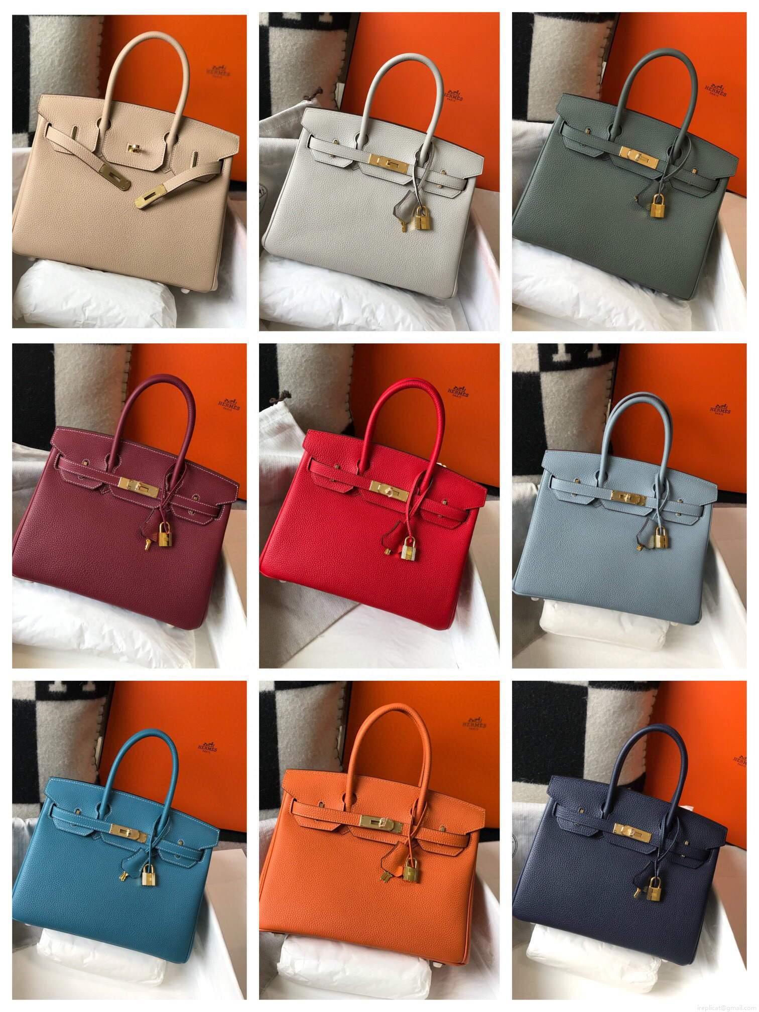 Hermes Birkin Designer Tote Bag Togo Leather 28348 White