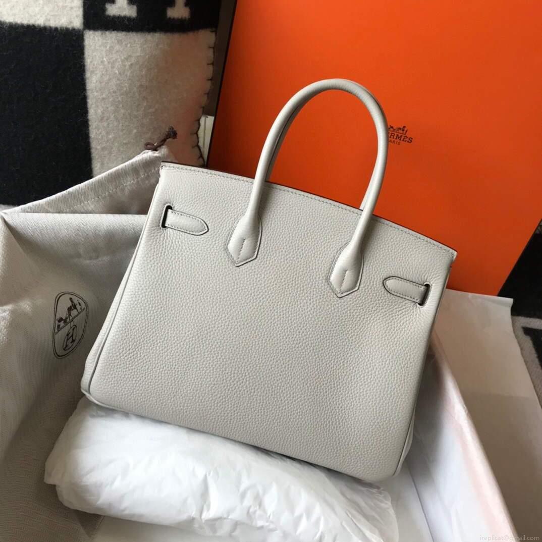Hermes Birkin Designer Tote Bag Togo Leather 28348 White