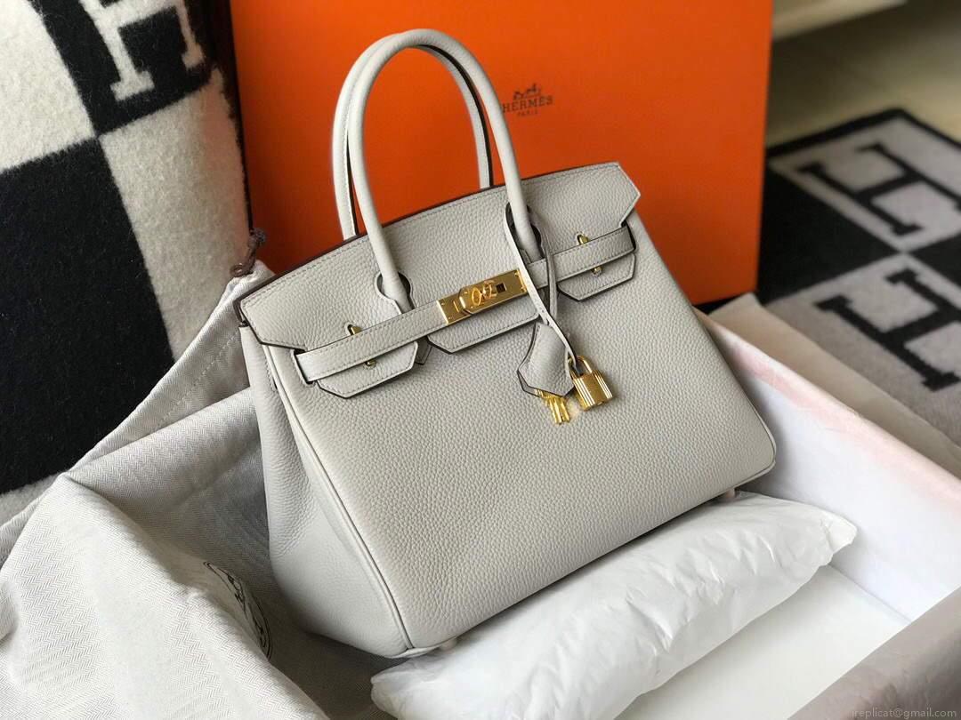 Hermes Birkin Designer Tote Bag Togo Leather 28348 White