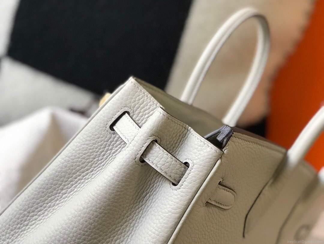 Hermes Birkin Designer Tote Bag Togo Leather 28348 White