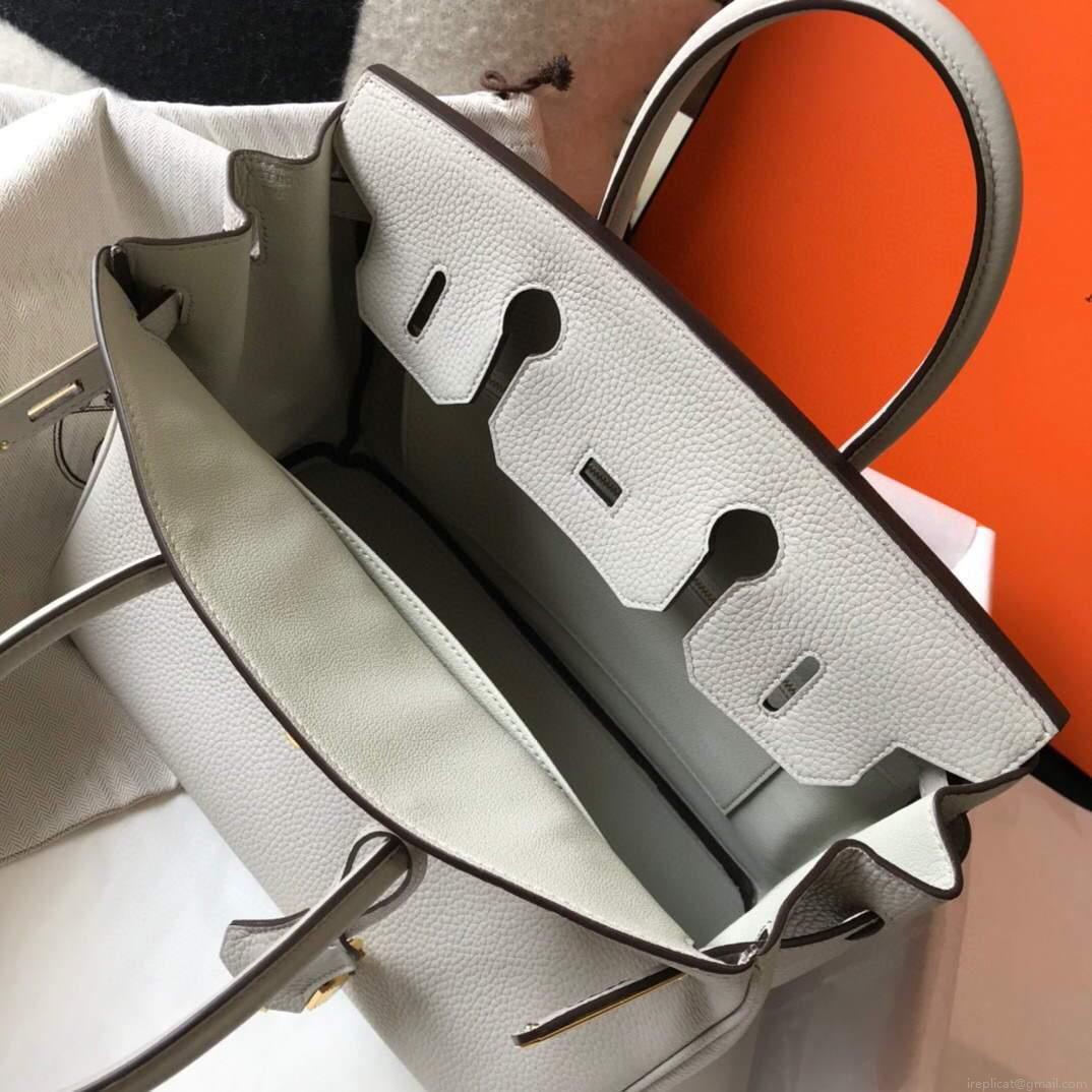 Hermes Birkin Designer Tote Bag Togo Leather 28348 White