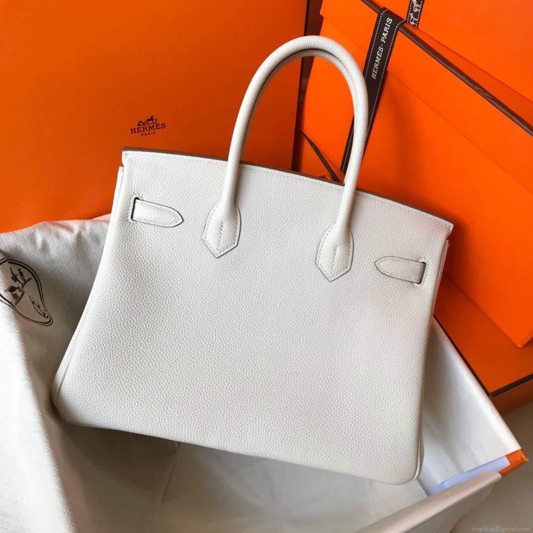 Hermes Birkin Handbags Designer Hermes Tote Bag Togo Leather 28331 White