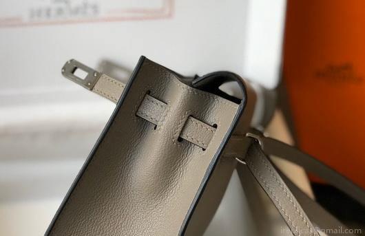 Hermes Kelly Danse 22cm Leather Bag 20356 Gray
