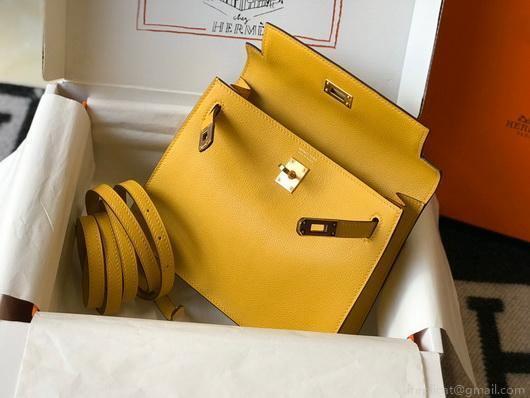 Hermes Kelly Danse 22cm Leather Bag 20357 Yellow
