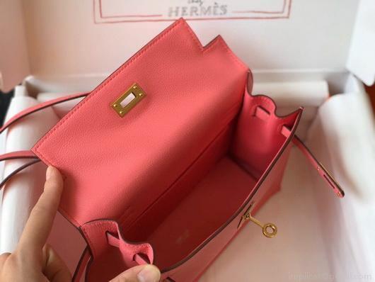 Hermes Kelly Danse 22cm Leather Bag 20359 Pink