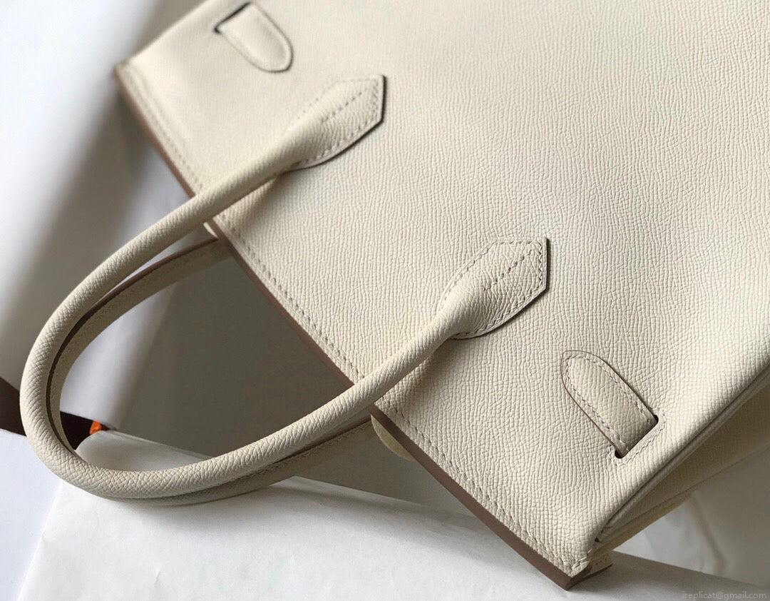 Hermes Birkin Designer Tote Bag Epsom Leather 28355 White