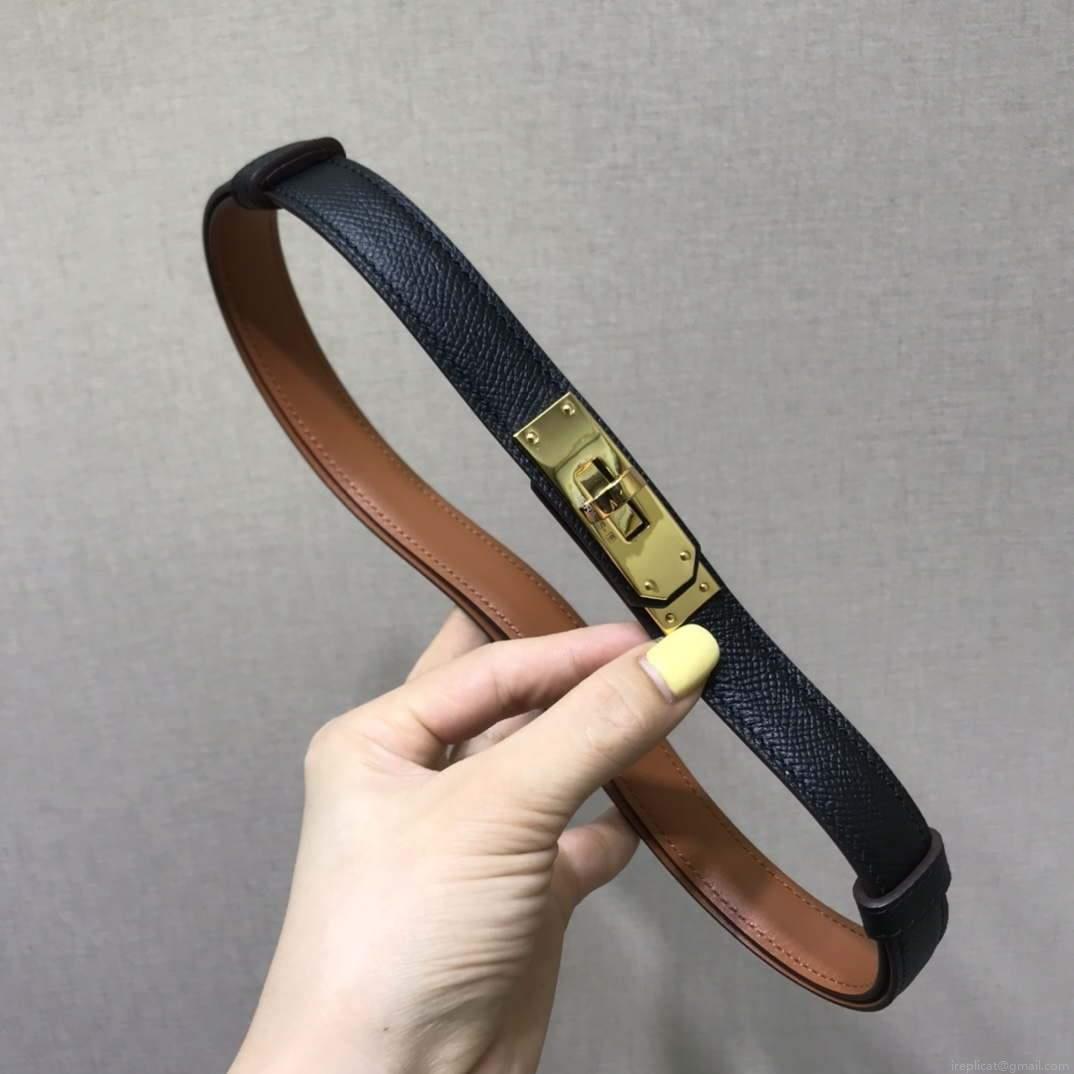 Hermes Women’s Kelly Leather Belt 20MM 19019 Black