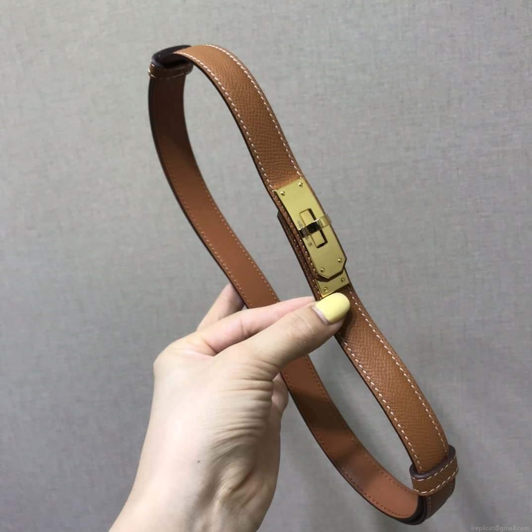 Hermes Women’s Kelly Leather Belt 20MM 19019 Brown