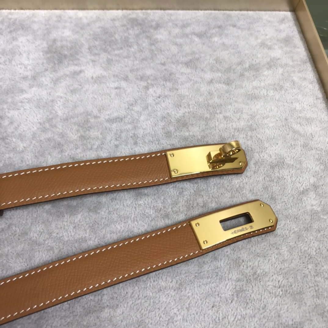 Hermes Women’s Kelly Leather Belt 20MM 19019 Brown