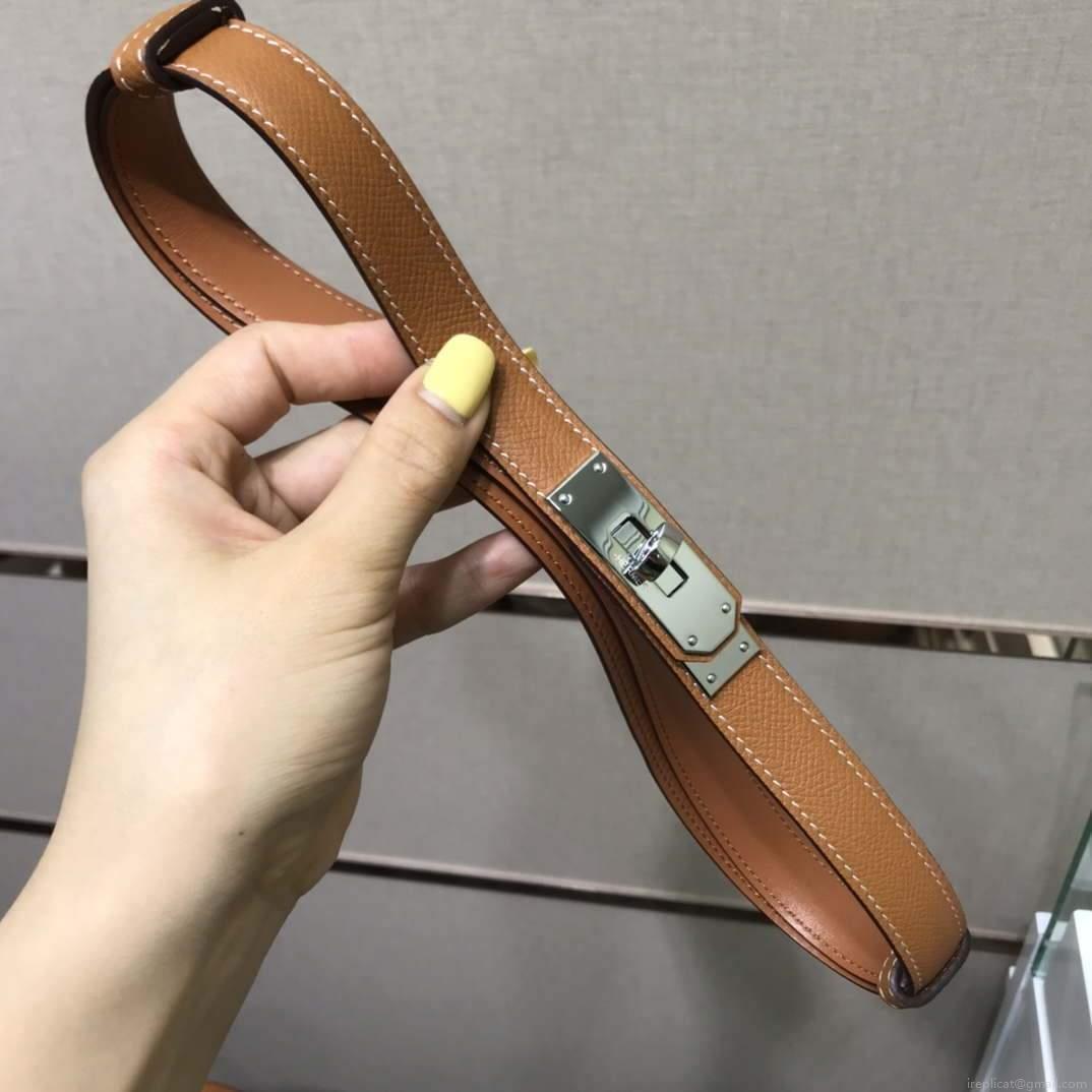 Hermes Women’s Kelly Leather Belt 20MM 19019 Brown