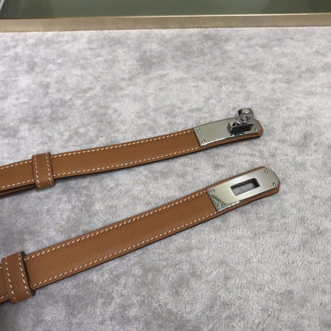 Hermes Women’s Kelly Leather Belt 20MM 19019 Brown