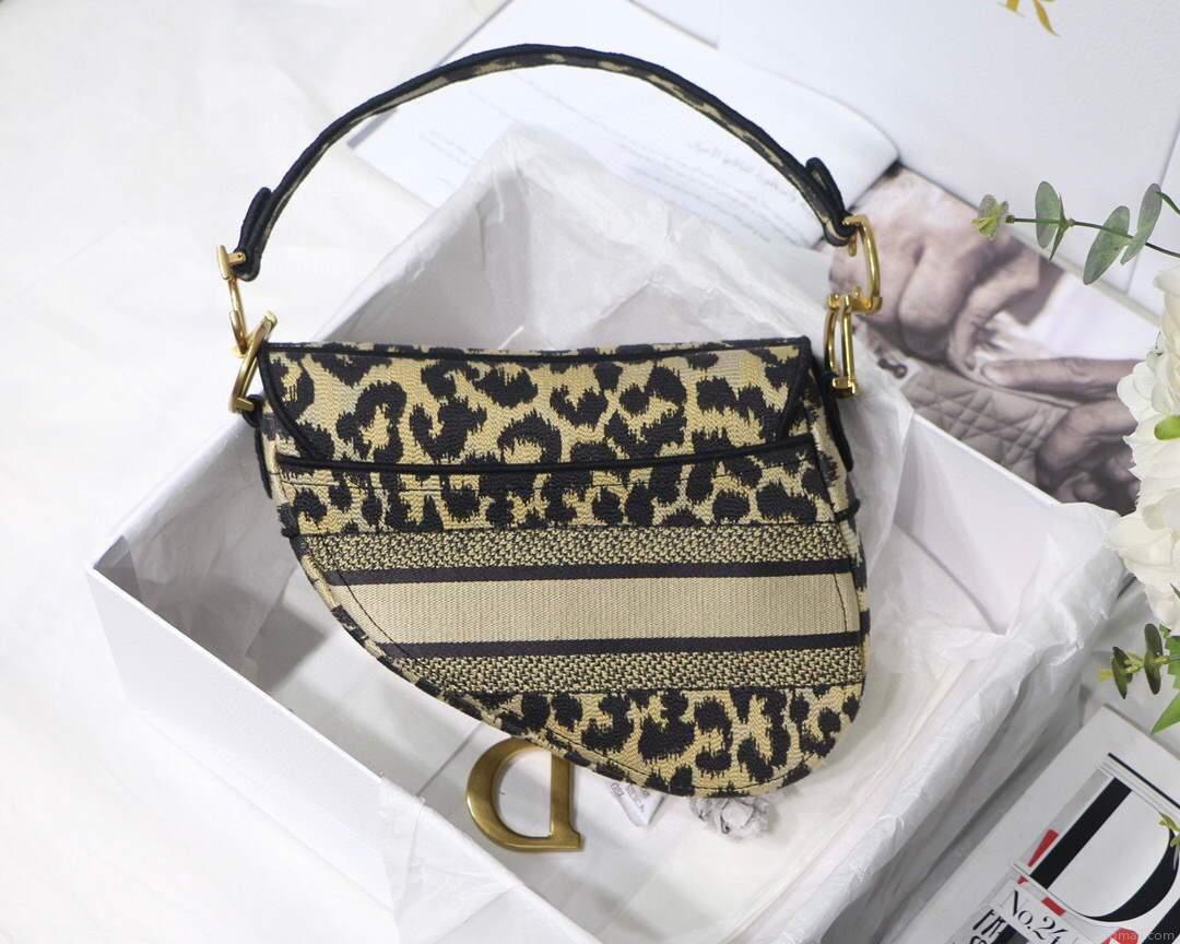 Dior M0446 Dior Saddle Bag Beige Multicolor Mizza Embroidery
