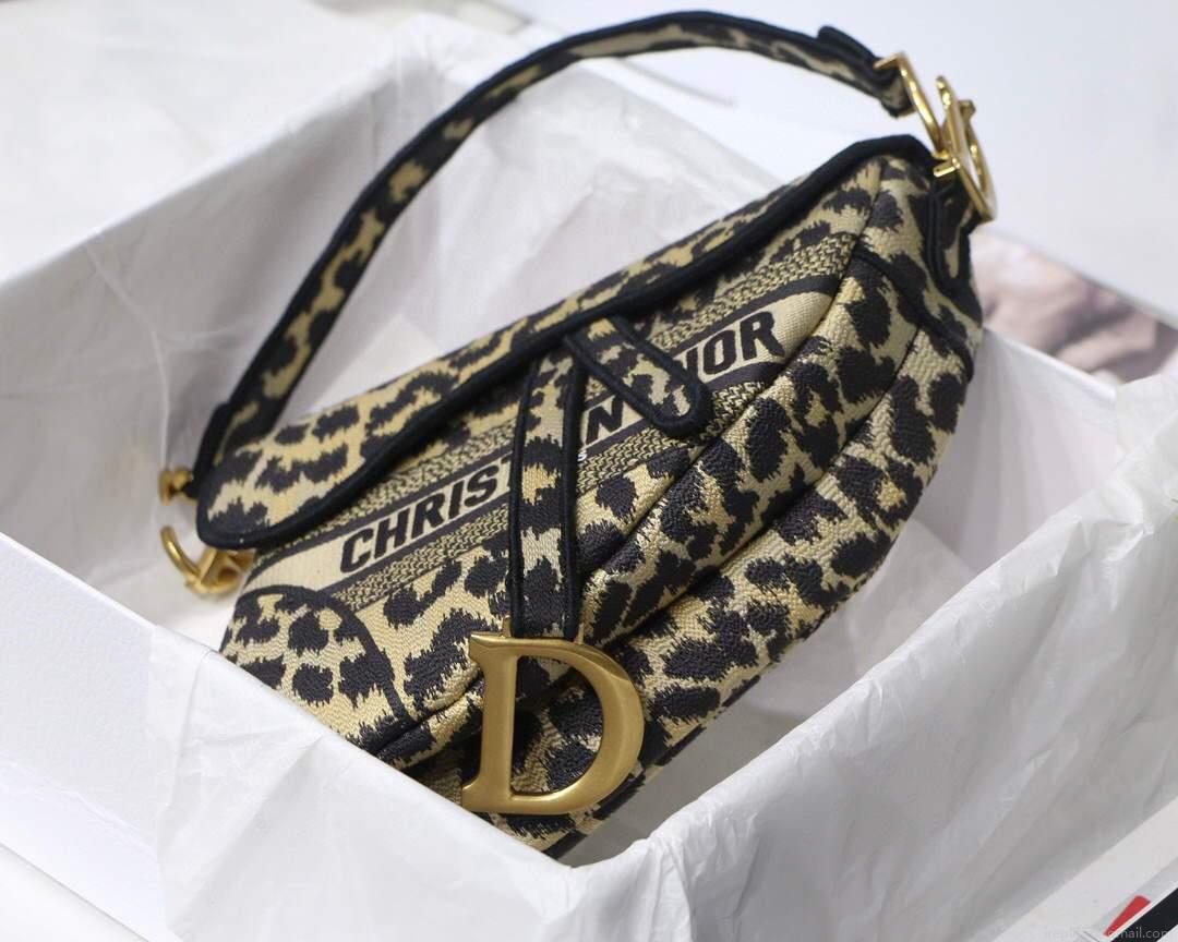 Dior M0446 Dior Saddle Bag Beige Multicolor Mizza Embroidery