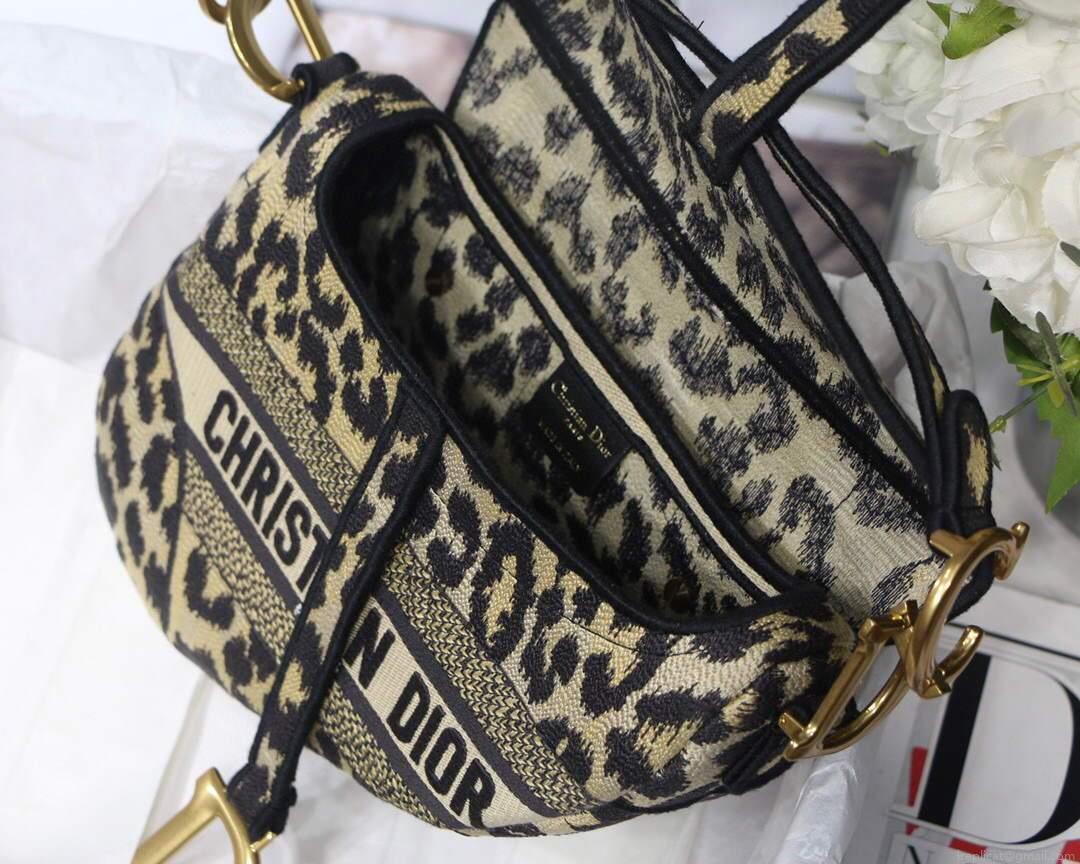 Dior M0446 Dior Saddle Bag Beige Multicolor Mizza Embroidery