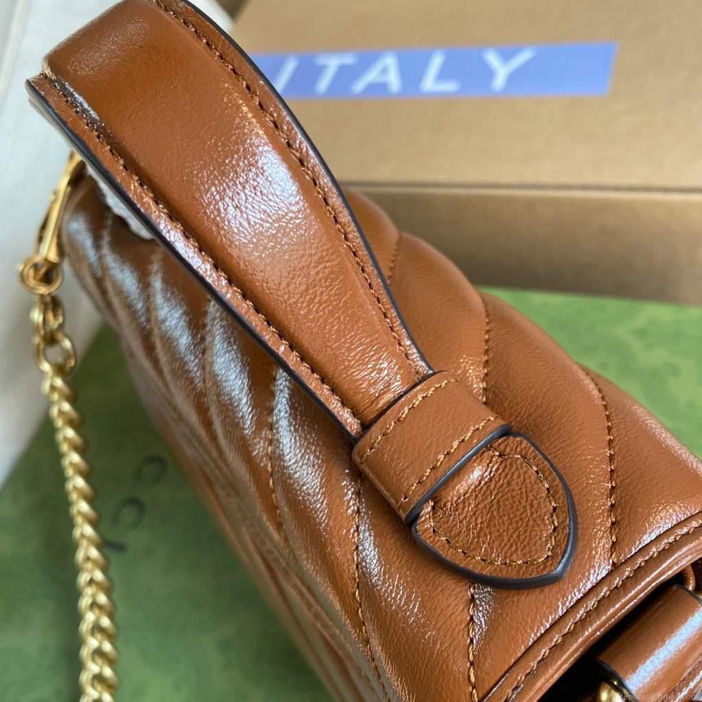 Gucci 583571 GG Marmont Multicolour mini top handle bag Brown