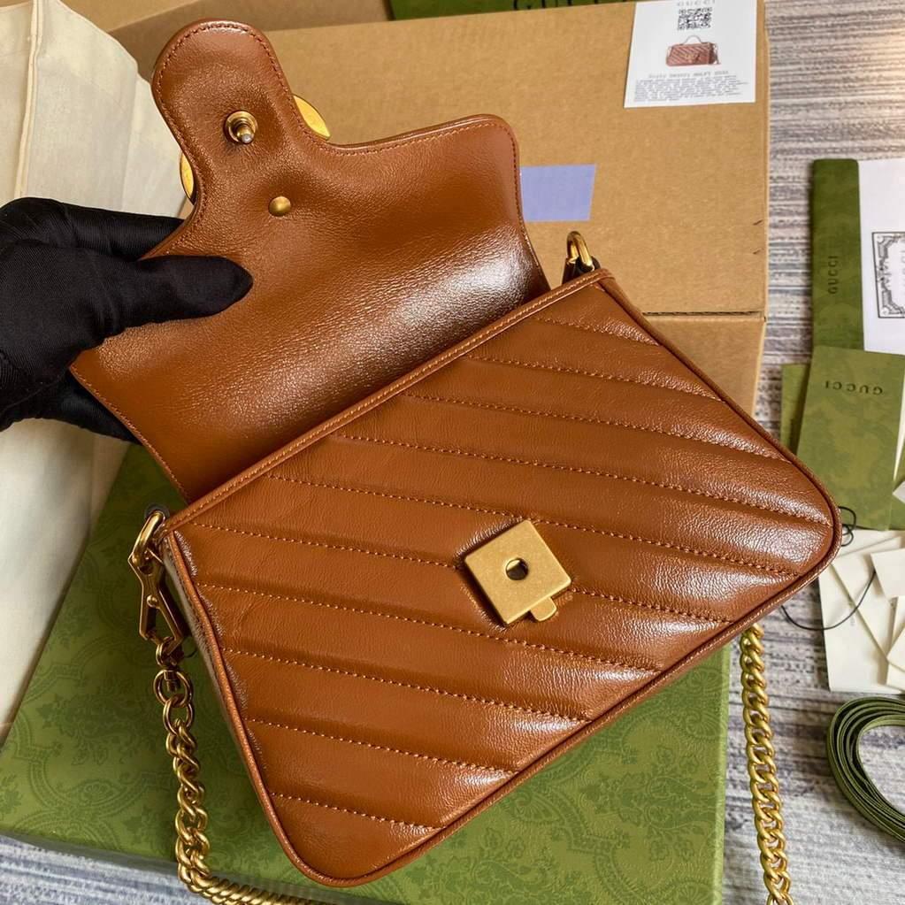Gucci 583571 GG Marmont Multicolour mini top handle bag Brown