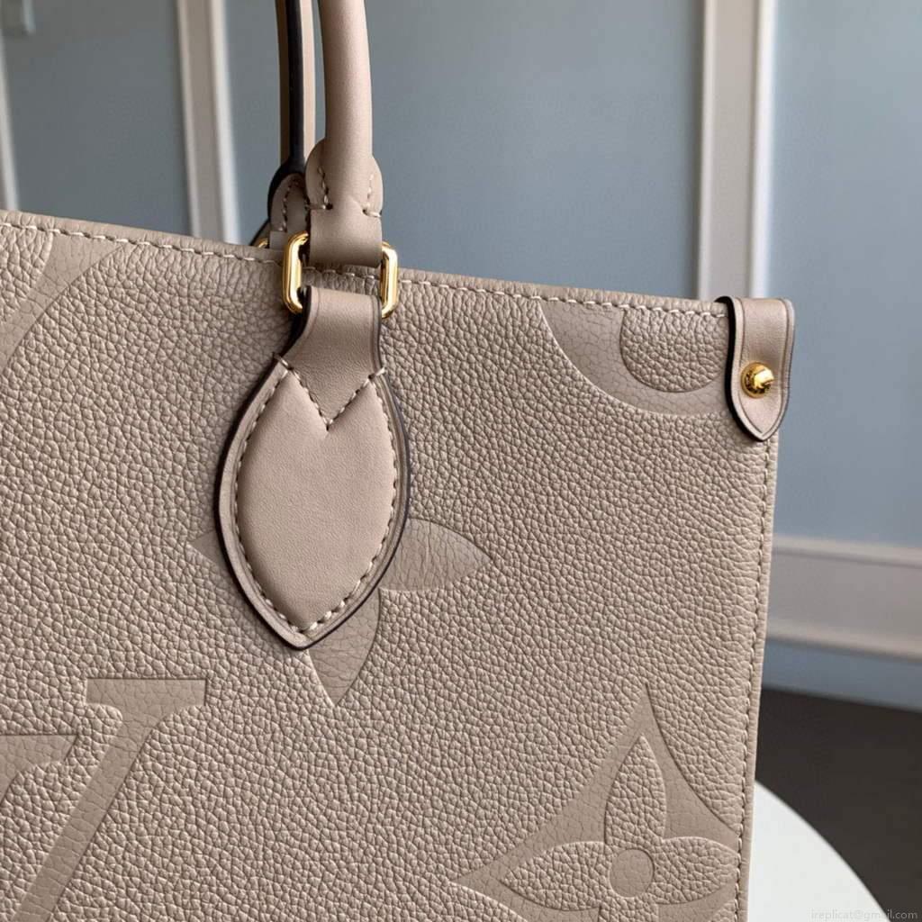 Louis Vuitton M45607 LV M45595 OnTheGo MM Monogram Empreinte Tote Bag Beige