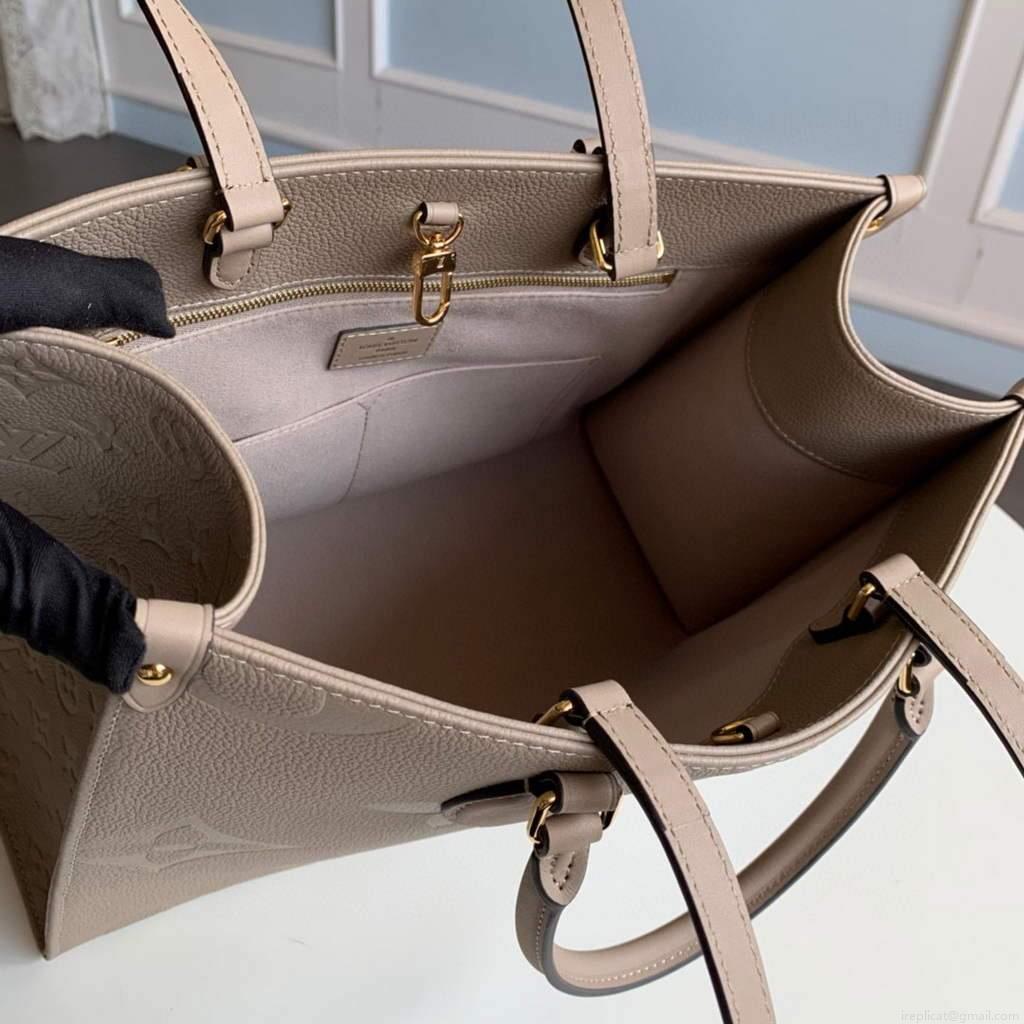 Louis Vuitton M45607 LV M45595 OnTheGo MM Monogram Empreinte Tote Bag Beige