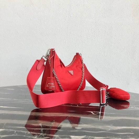 Prada 1BH204 Prada Re-Edition 2005 Nylon Bag Red