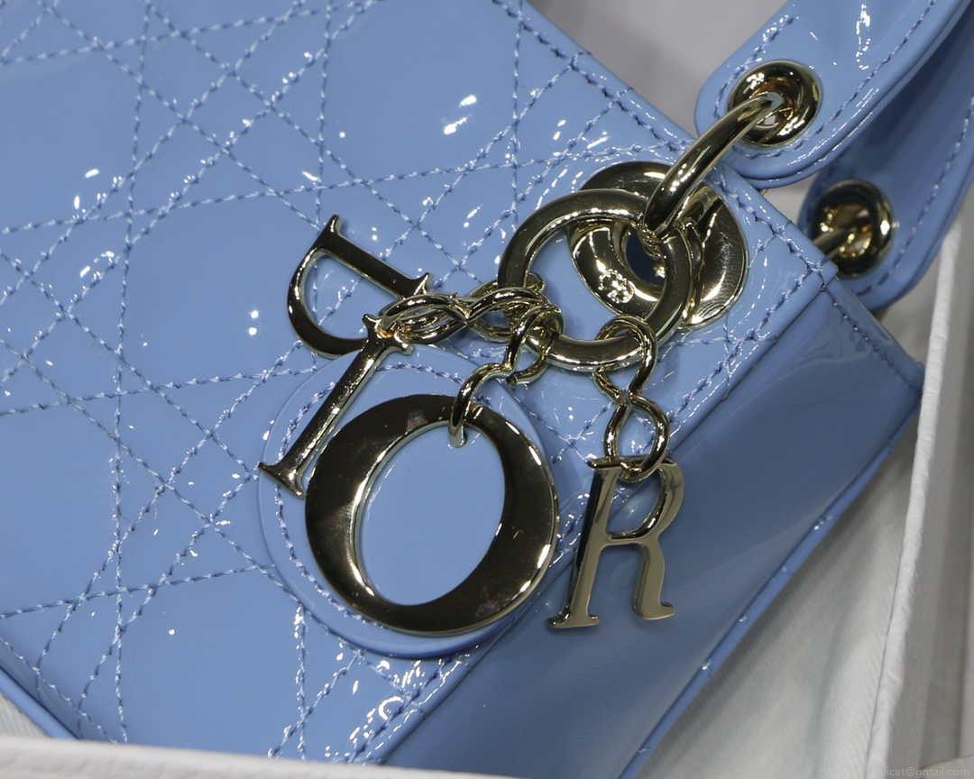 Dior MICRO LADY Dior Bag S0856 Blue Patent Cannage Lambskin