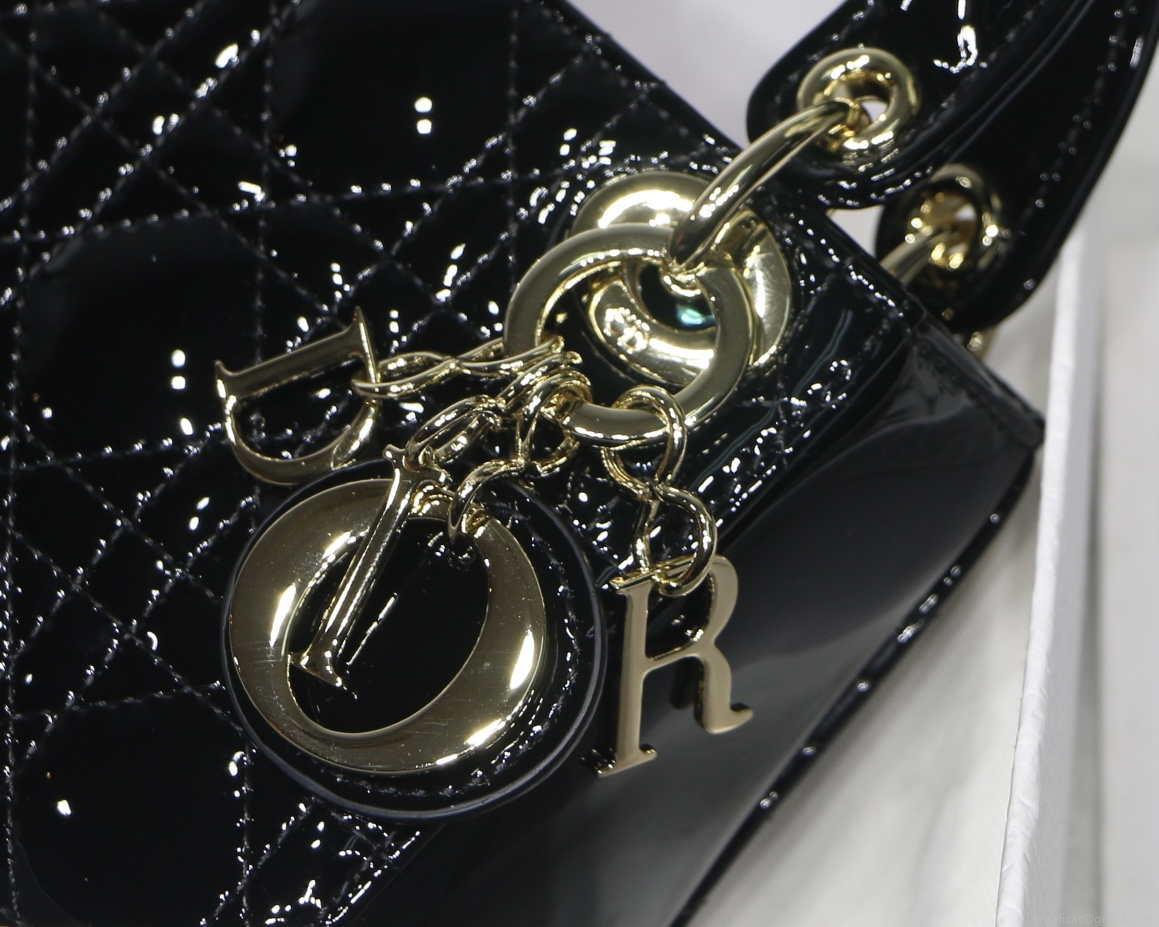 Dior MICRO LADY Dior Bag S0856 Black Patent Cannage Lambskin