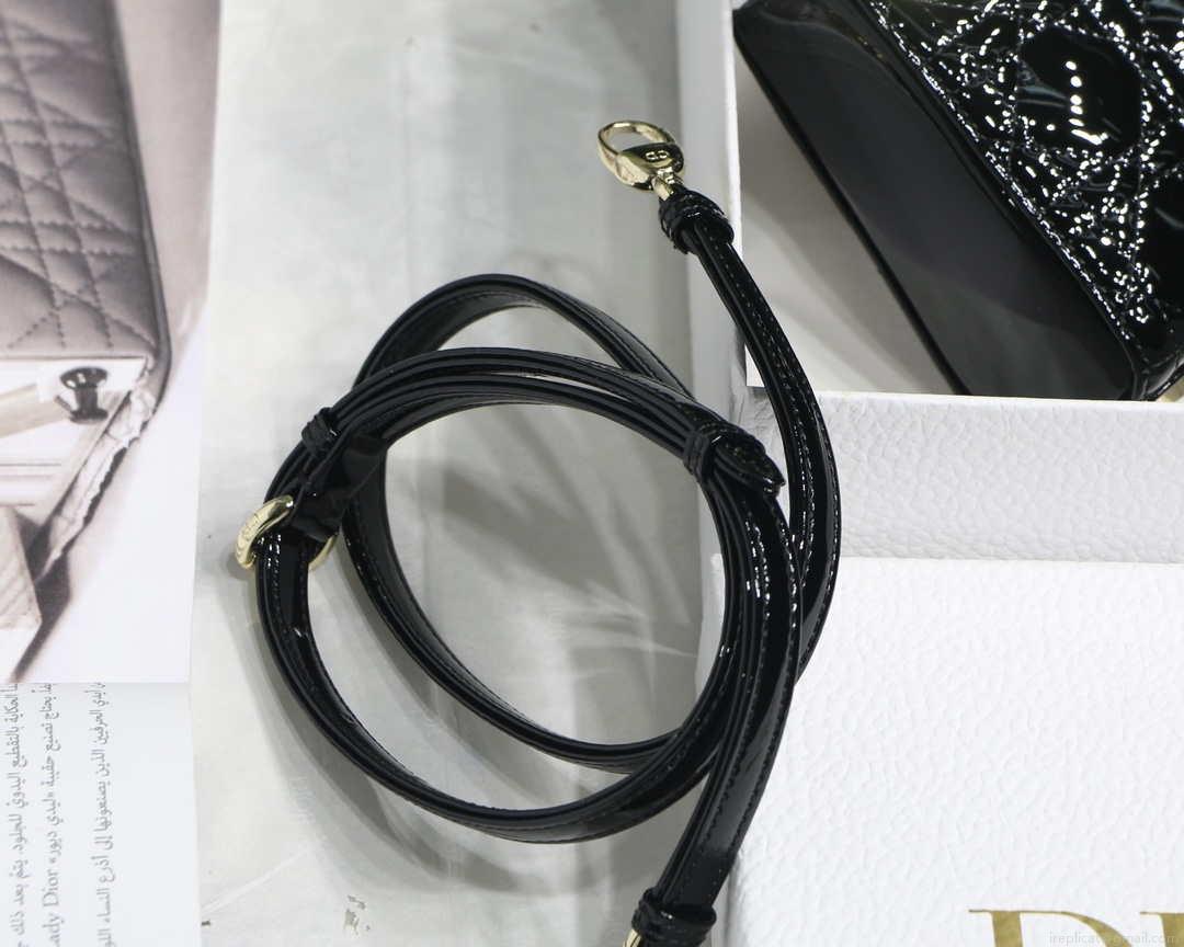 Dior MICRO LADY Dior Bag S0856 Black Patent Cannage Lambskin