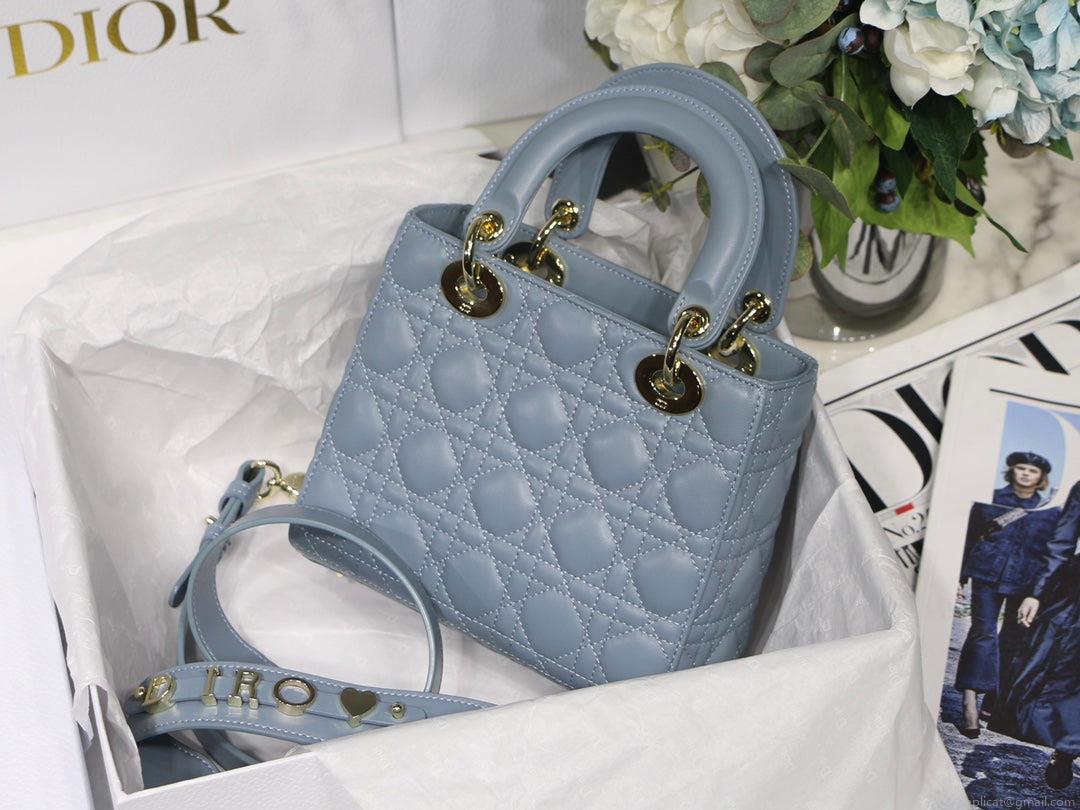 Dior Small Lady My ABCDior Bag Lambskin M0538 logo blue