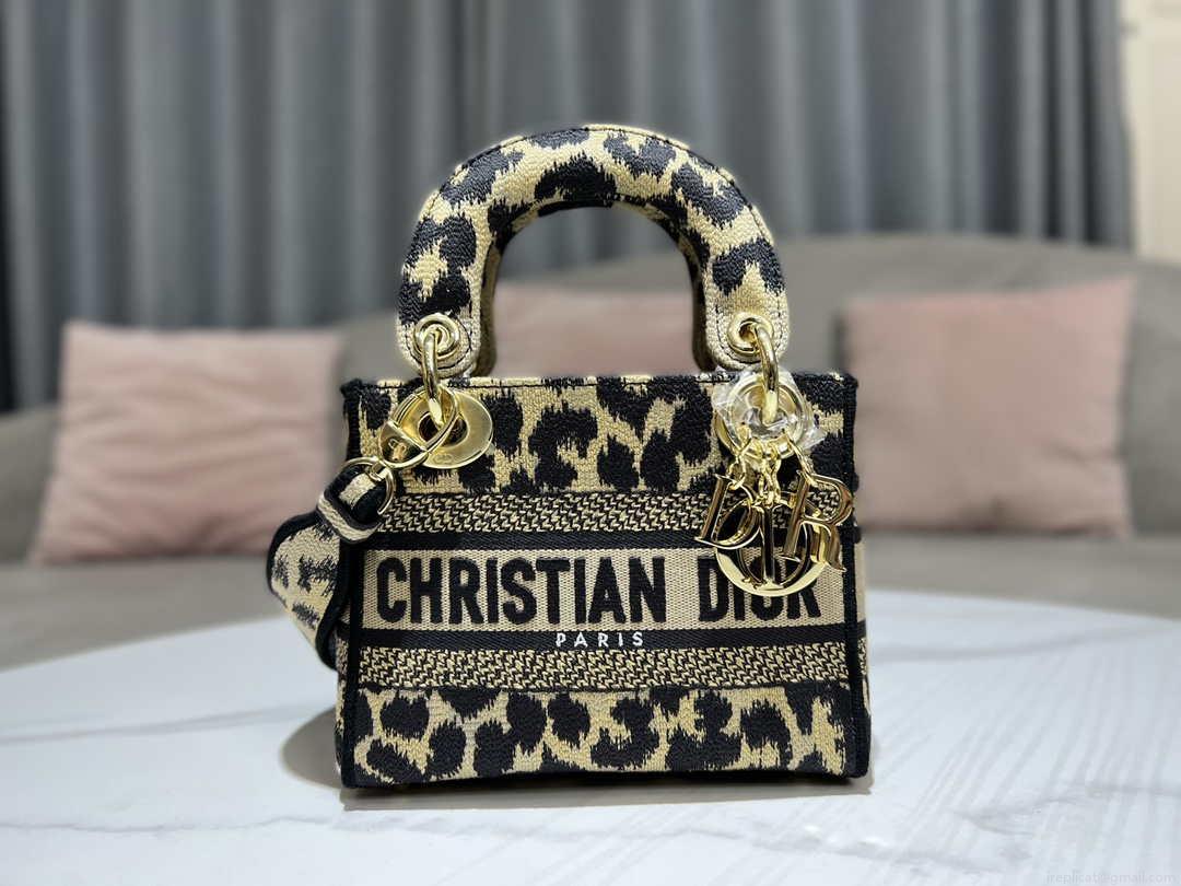 Dior M0500 MINI Lady D-LITE Bag Beige Multicolor Mizza Embroidery
