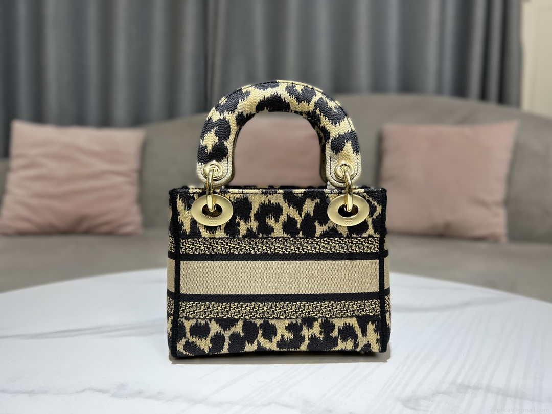 Dior M0500 MINI Lady D-LITE Bag Beige Multicolor Mizza Embroidery