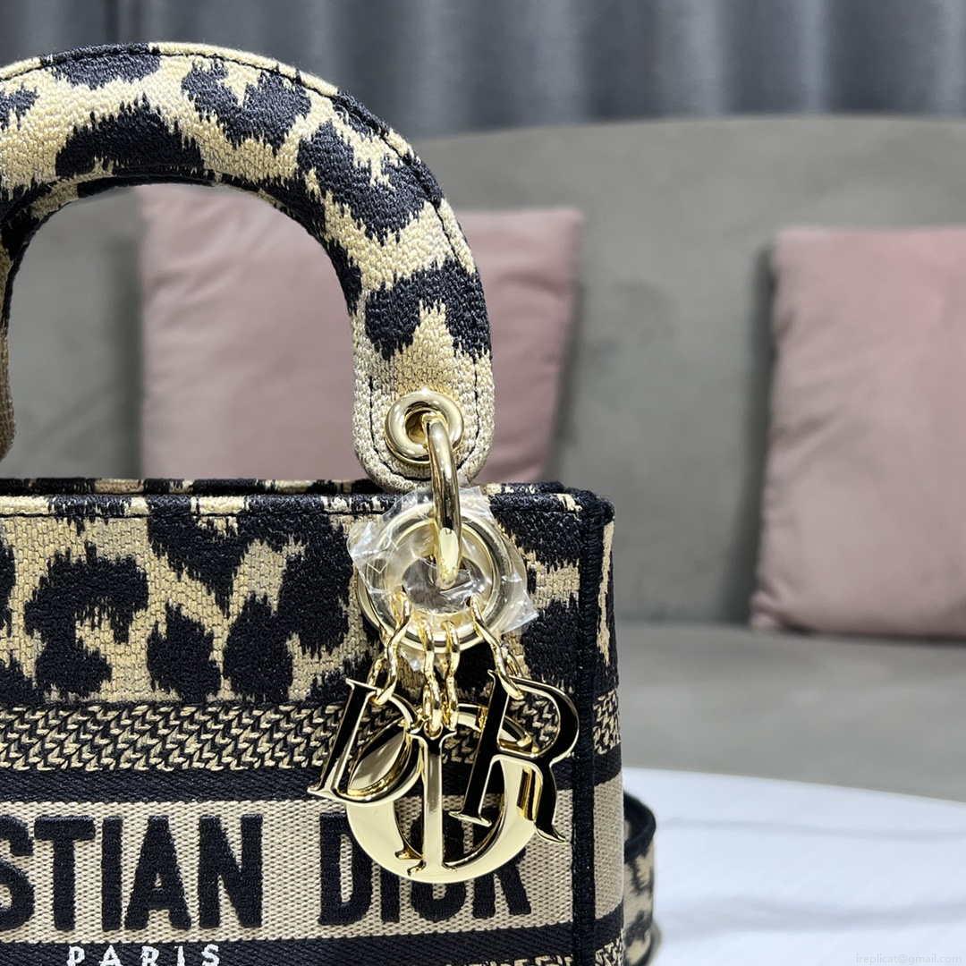 Dior M0500 MINI Lady D-LITE Bag Beige Multicolor Mizza Embroidery