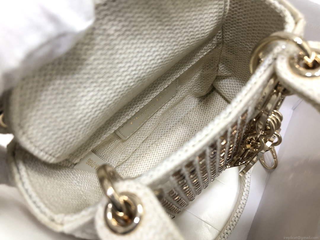 Dior S0856 Micro Lady Dior Bag Square Embroidery Set with White Multicolor Strass