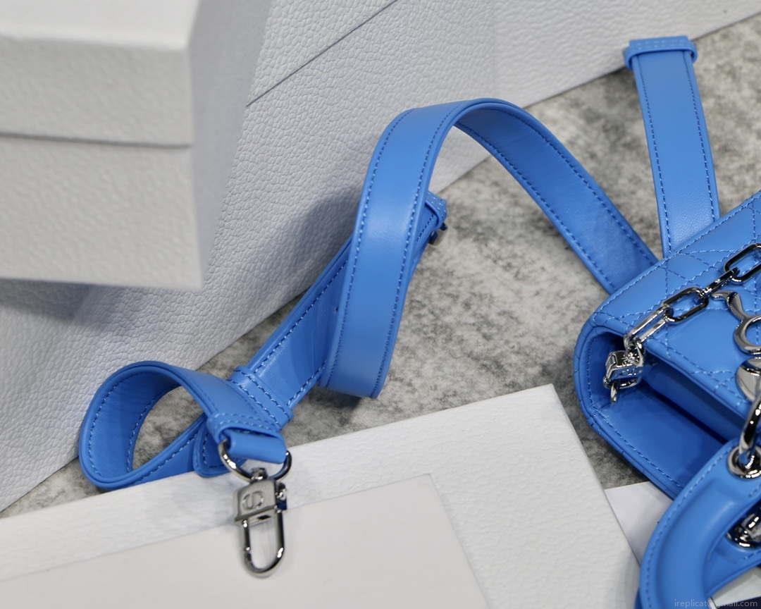 Dior M0540 Medium Lady D-Joy Bag Blue Cannage Lambskin With Heart Motif