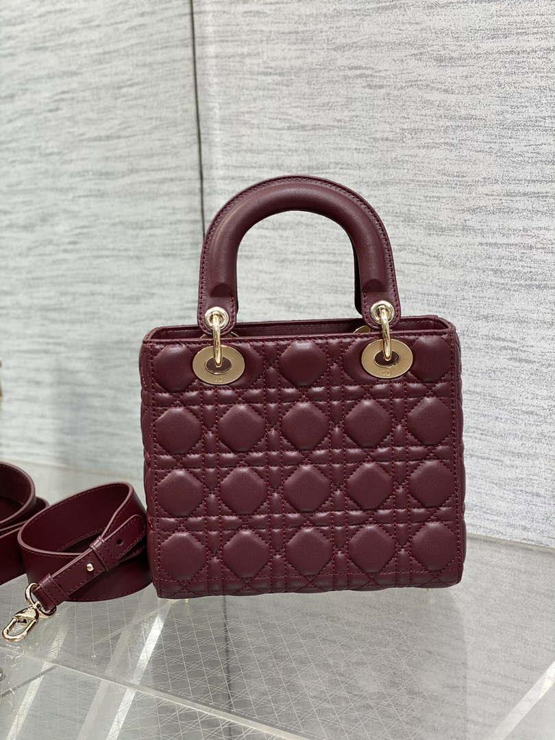Dior M0538 Small Lady My ABCDior Bag Wine Red Cannage Lambskin