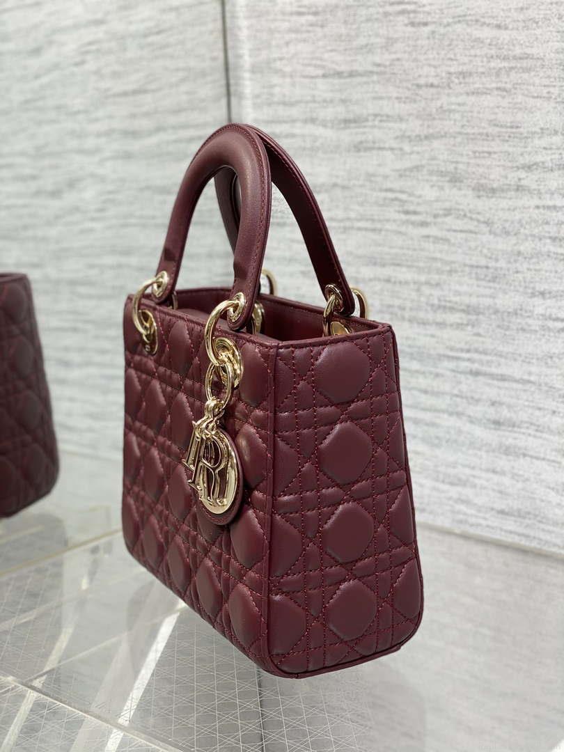 Dior M0538 Small Lady My ABCDior Bag Wine Red Cannage Lambskin