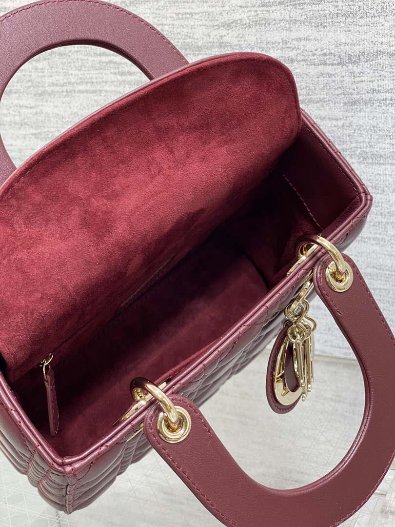 Dior M0538 Small Lady My ABCDior Bag Wine Red Cannage Lambskin