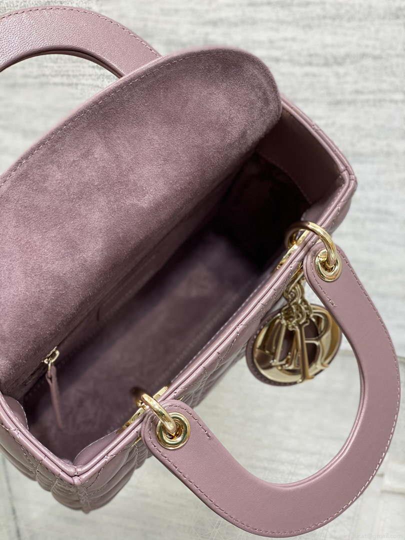Dior M0538 Small Lady My ABCDior Bag Peony pink Cannage Lambskin