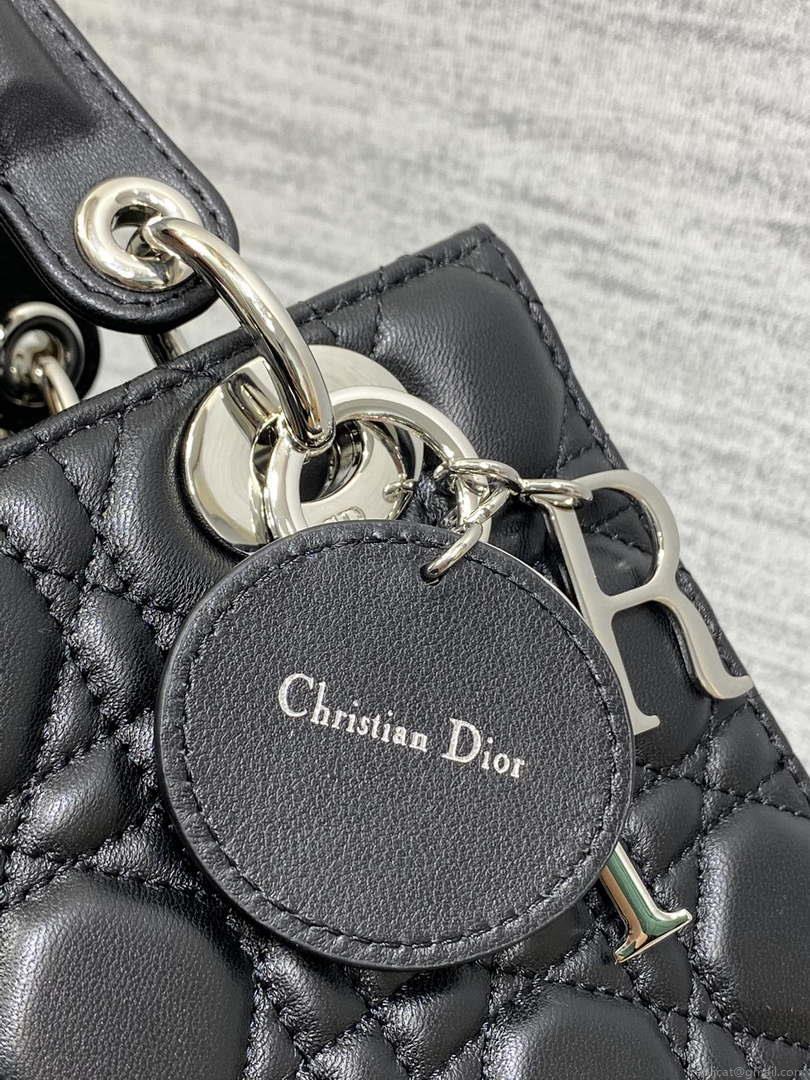 Dior M0538 Small Lady My ABCDior Bag Black Cannage Lambskin Silver